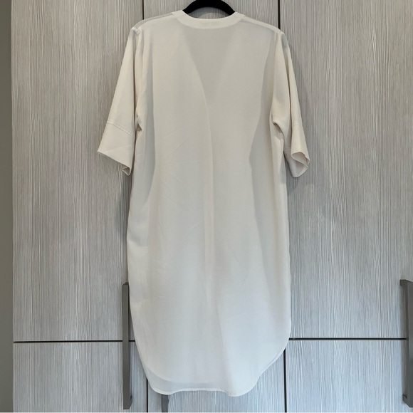 Oak + Fort | V-Neck Shift Midi Shirtdress | Milky Cream | Size Small - Picture 3 of 14